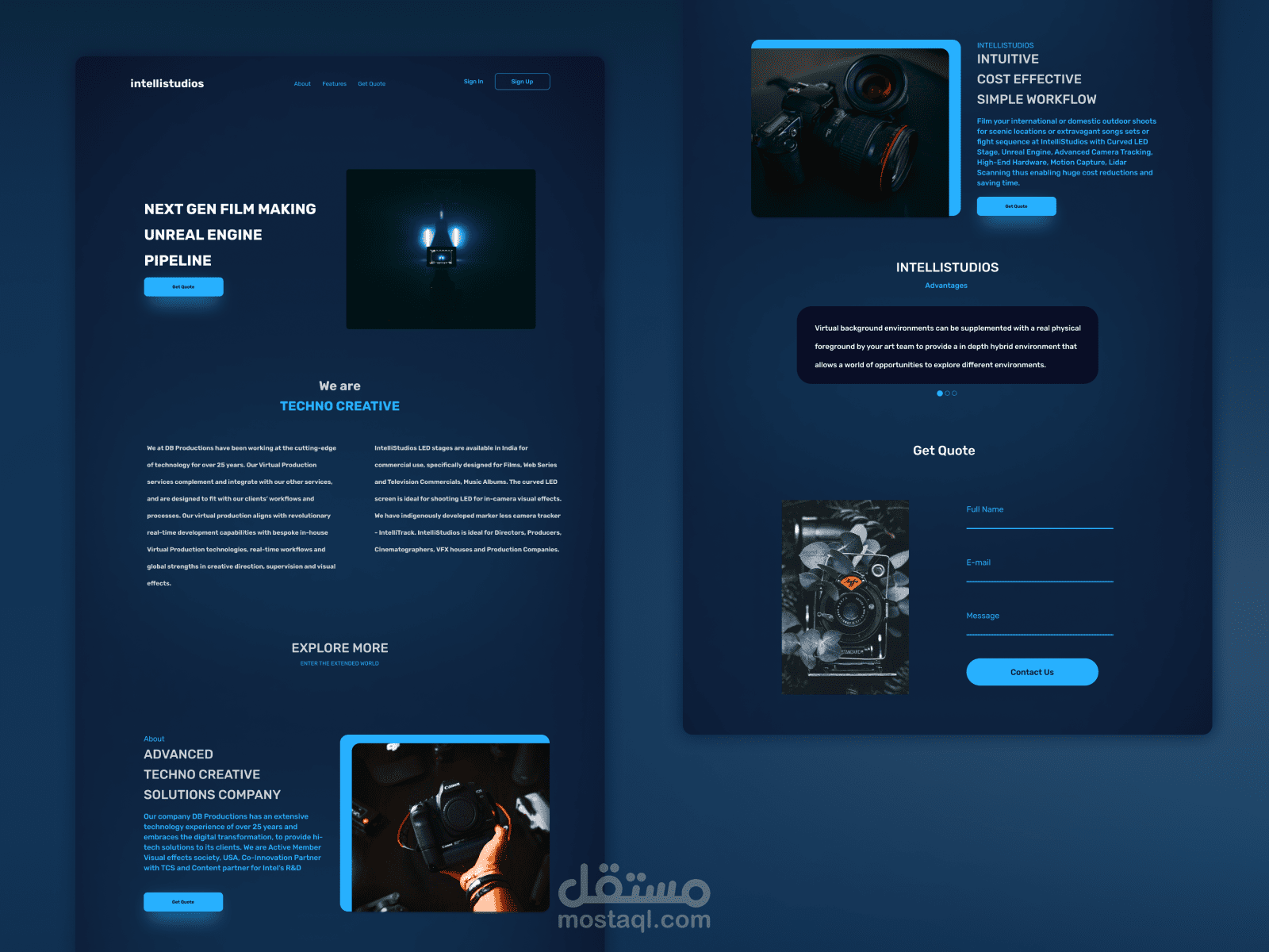 intellistudios landing page