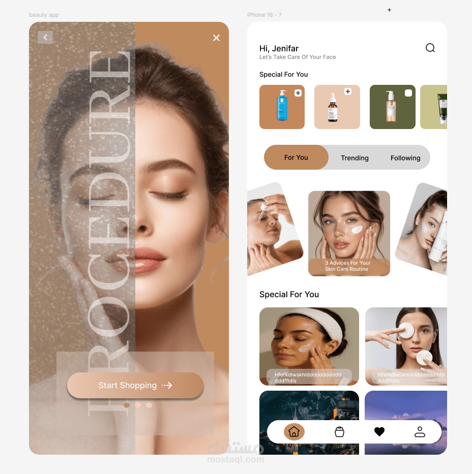Beauty App UI Design | تطبيق عناية بالبشرة