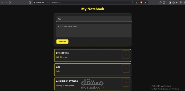 NoteBook app – صفحة لتسجيل وترتيب ملاحظاتك بسهولة باستخدام python flask