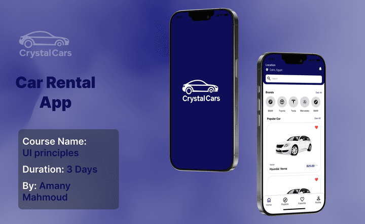 تصميم واجهات تطبيق تأجير سيارات (Car Rental App) على Figma