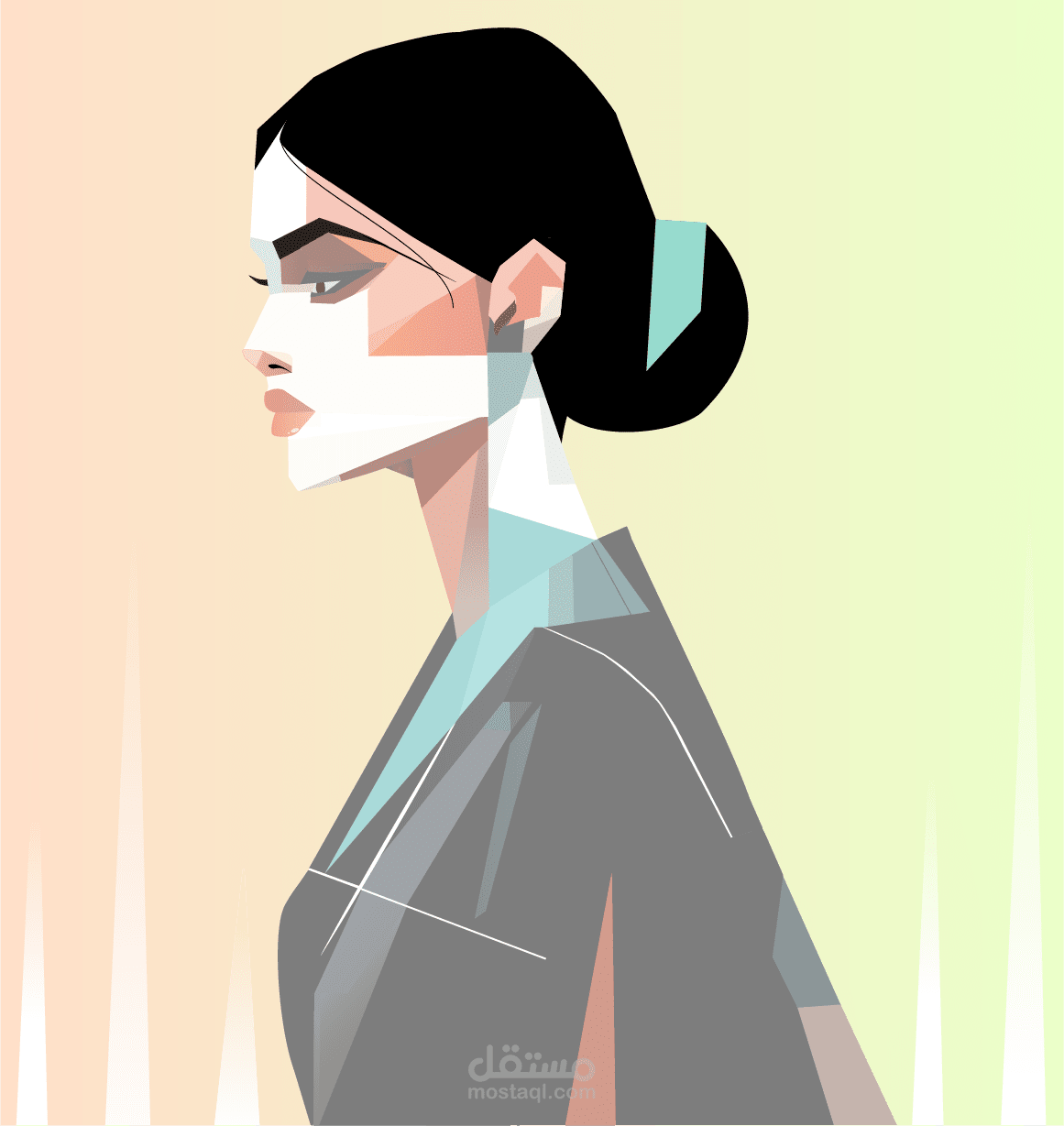 تصميم بورتريه بأسلوب المتجهات (Vector Art)