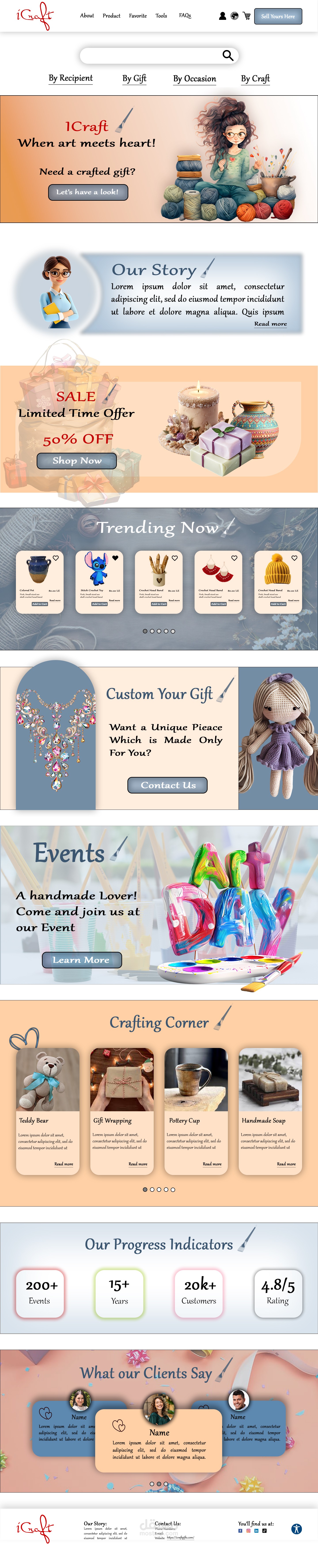 اعادة تصميم موقع لبيع وشراء المنتجات اليدوية (ICraft website )