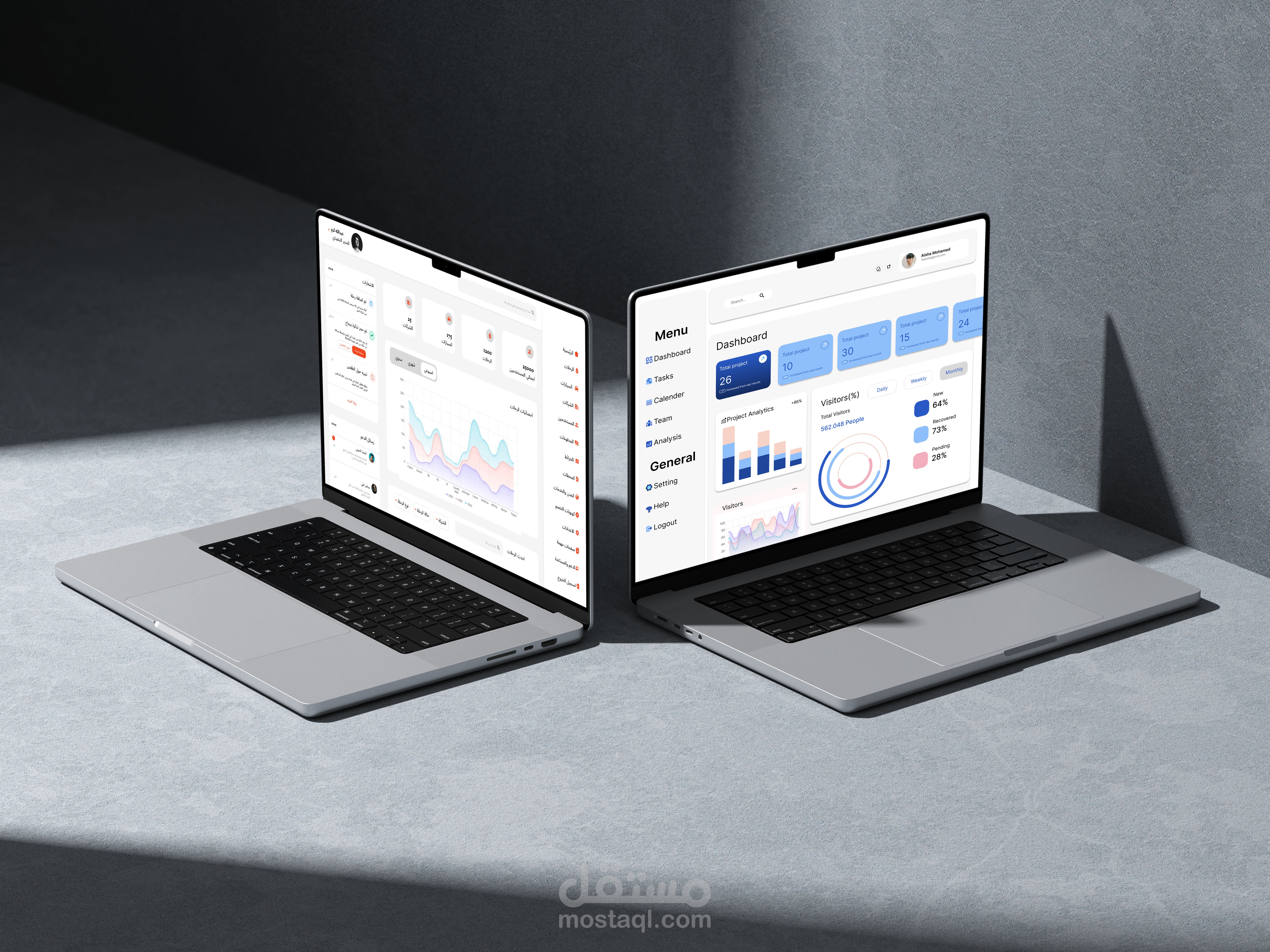 Professional Dashboard Design (Arabic & English Version)