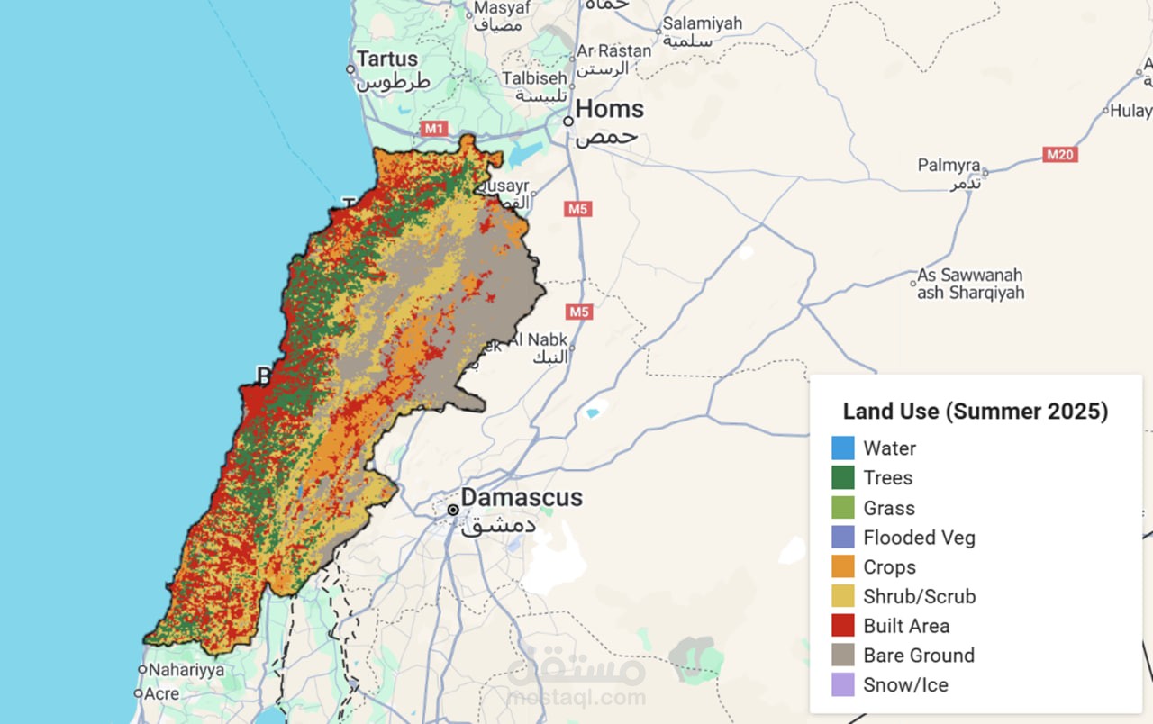 مشروع خريطة استعمالات الأراضي للبنان  (صيف 2025)