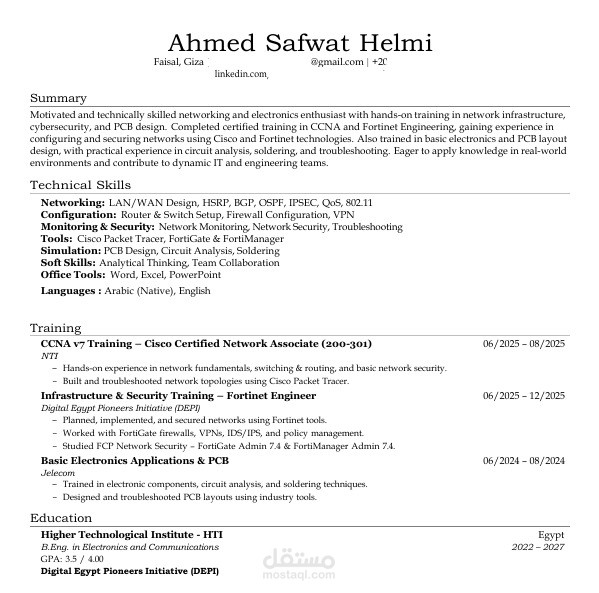 تصميم سيرة ذاتية احترافية وجذابة بصيغة pdf