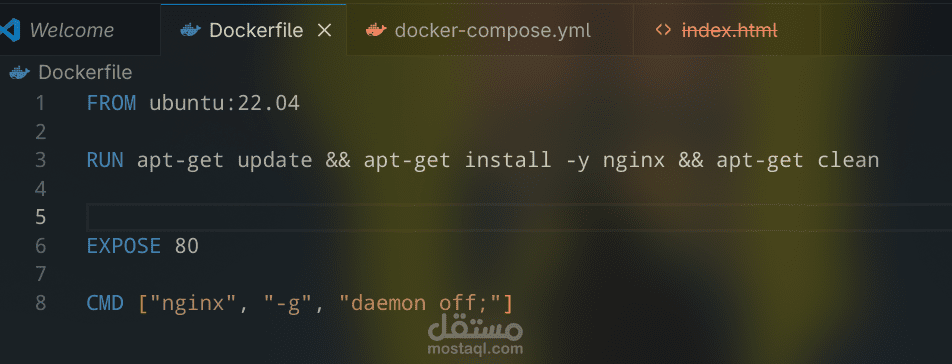 Dockerfile Creation with Nginx Web Server Setup