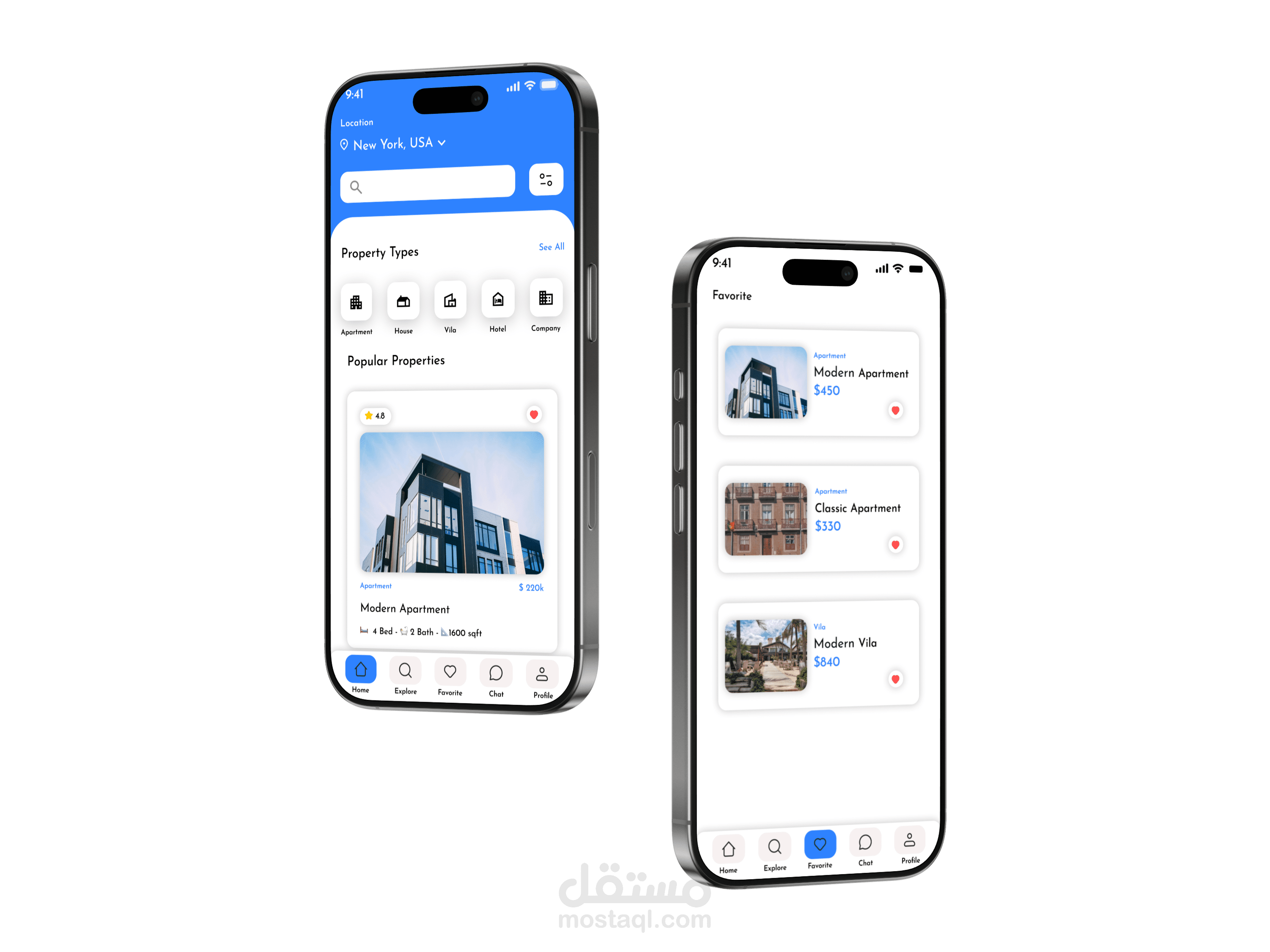 تصميم واجهات مستخدم لتطبيق عقاري عصري