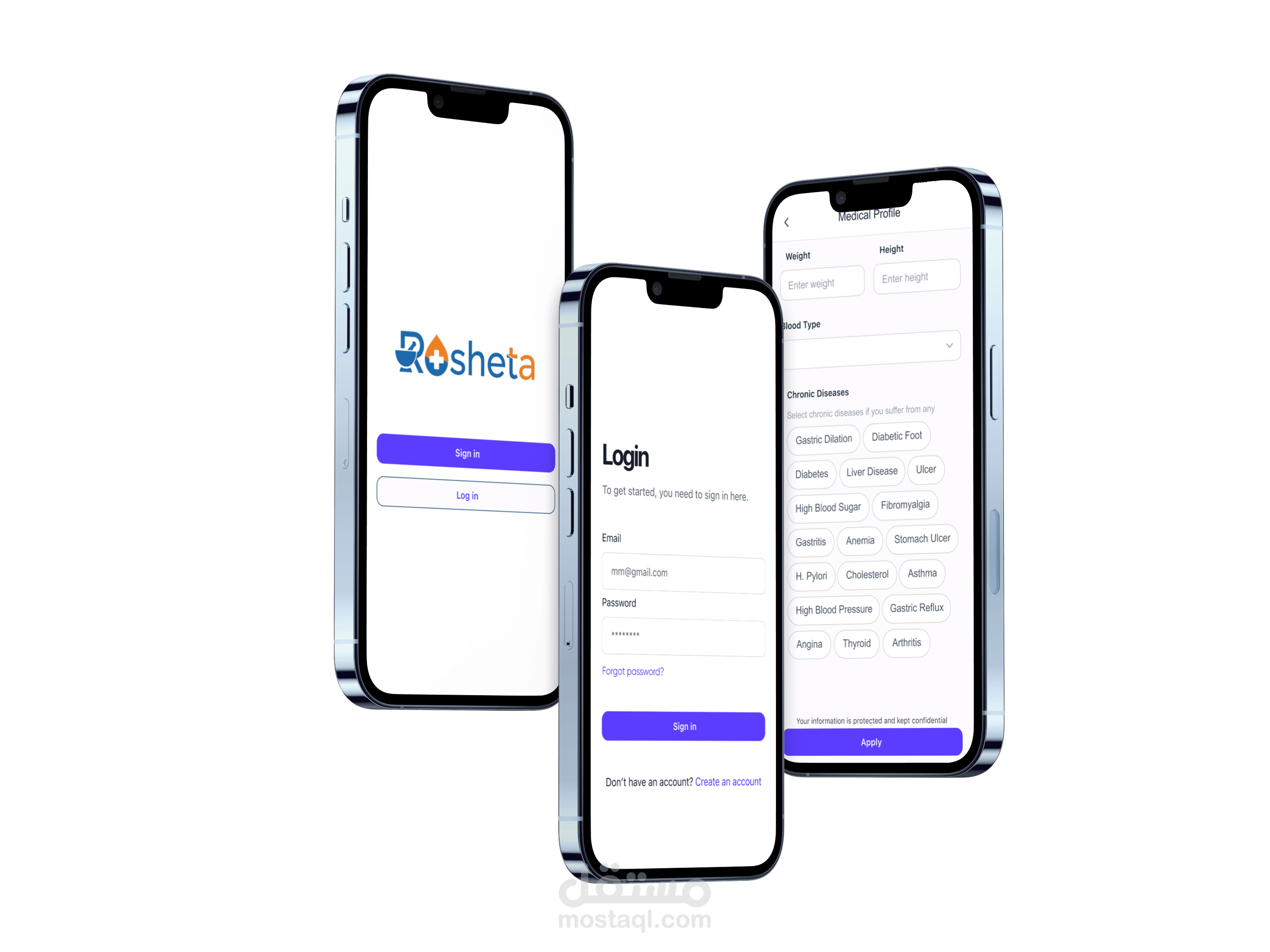 تصميم واجهات مستخدم لتطبيق طبي (UI/UX)