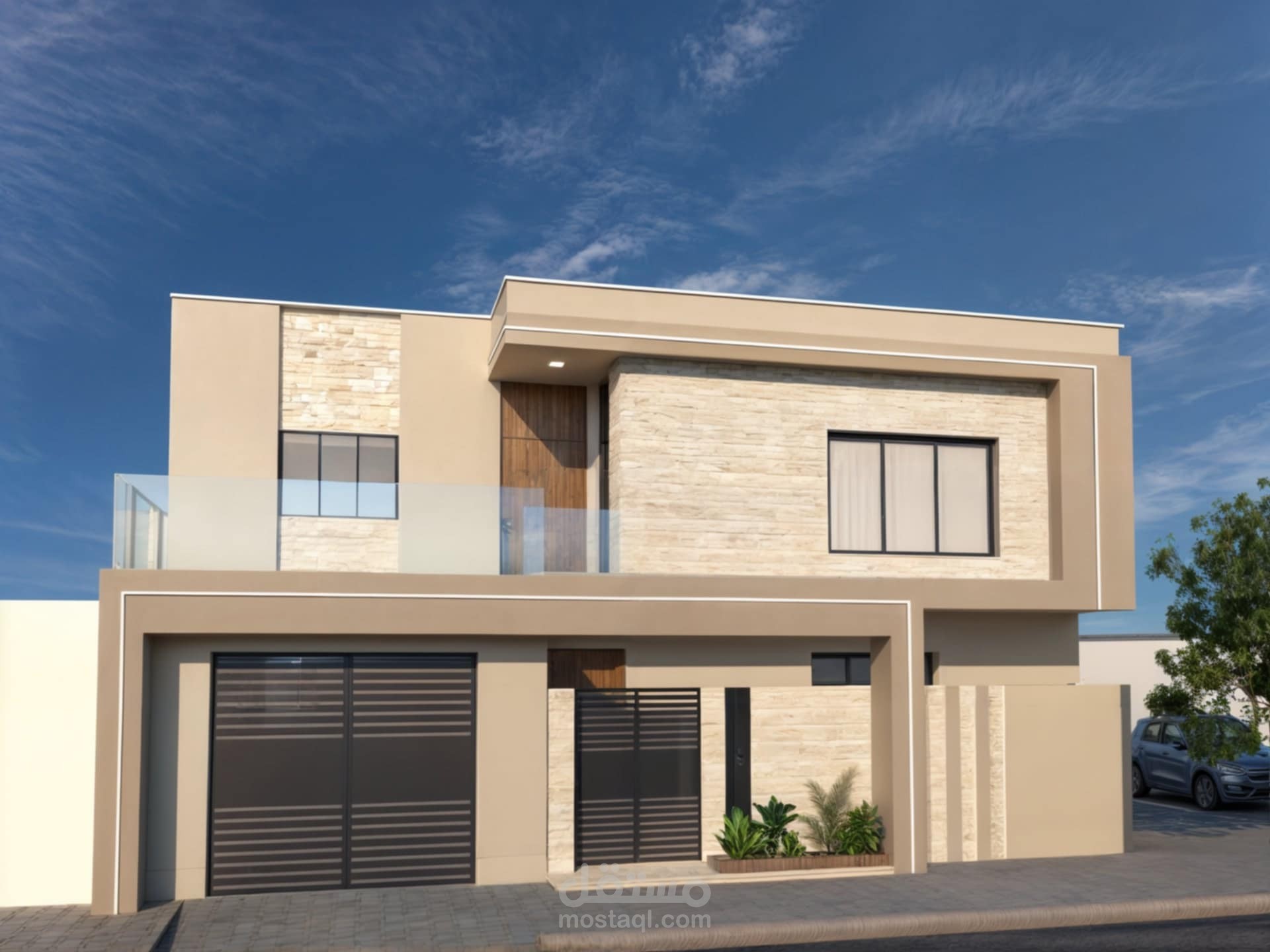 واجهة فيلا حديثة بتصميم عصري