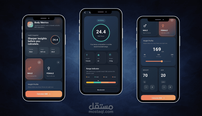 BMI Health Tracker Mobile Application (UI & Development)