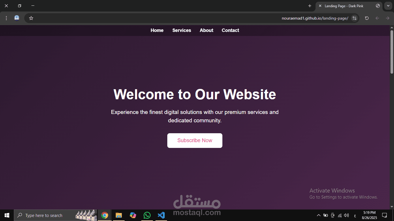 Landing Page – Dark Theme