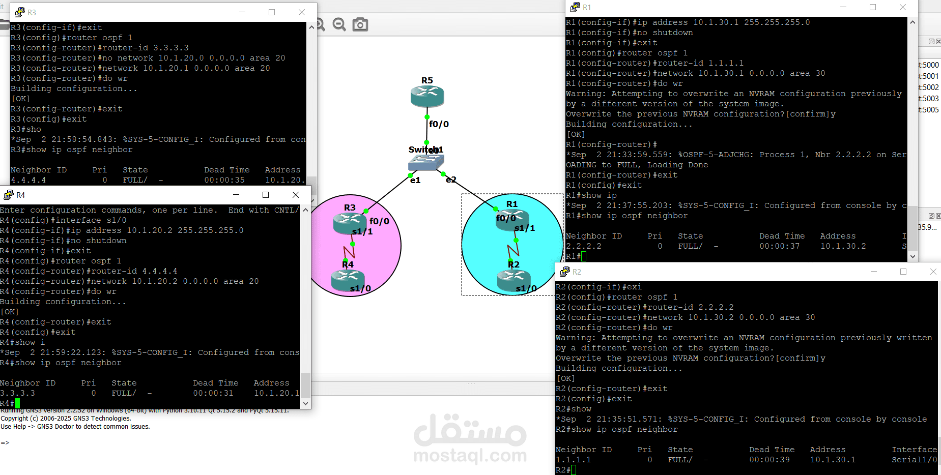 ربط عدة شبكات معاً باستخدام بروتوكول OSPF
