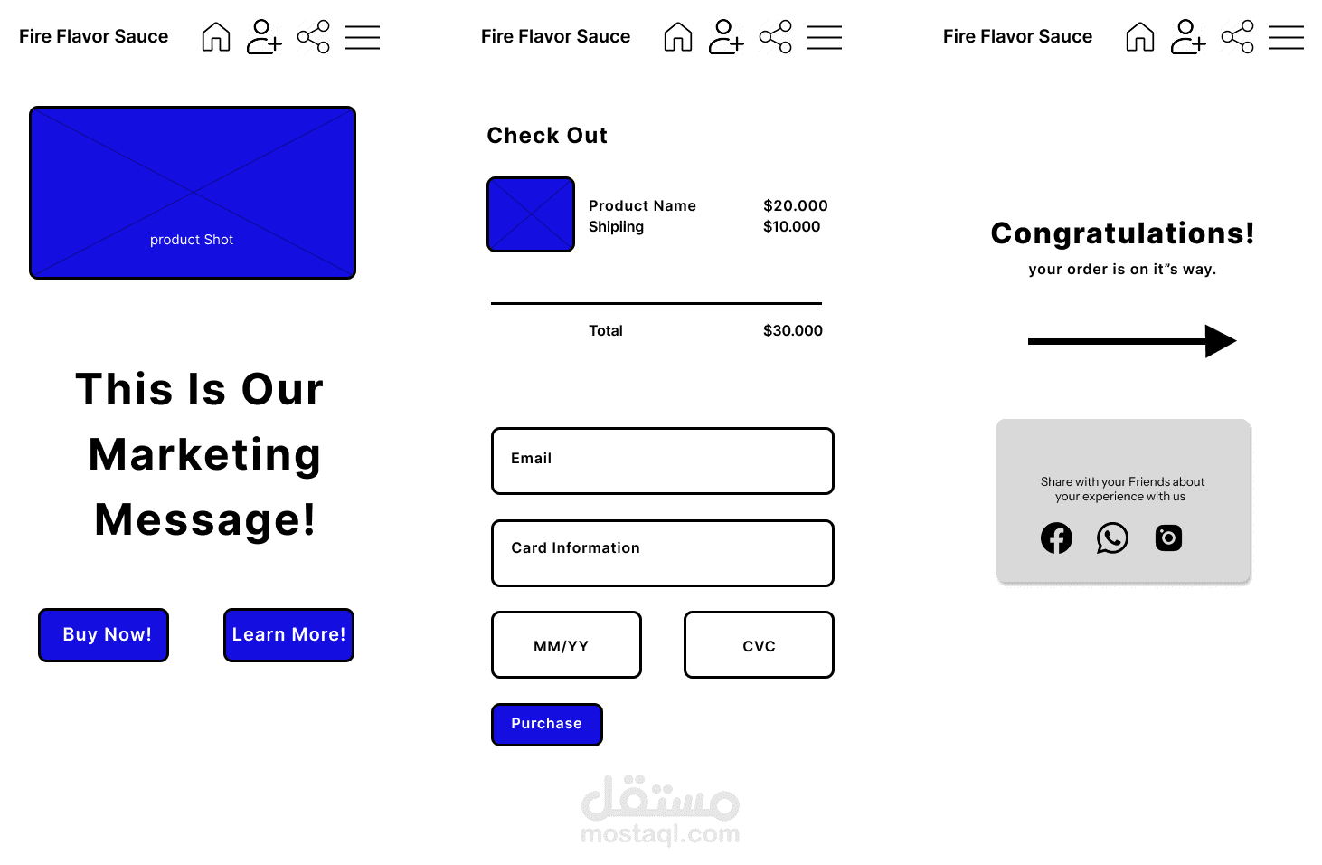 تصميم High-Fidelity Wireframe لمتجر إلكتروني