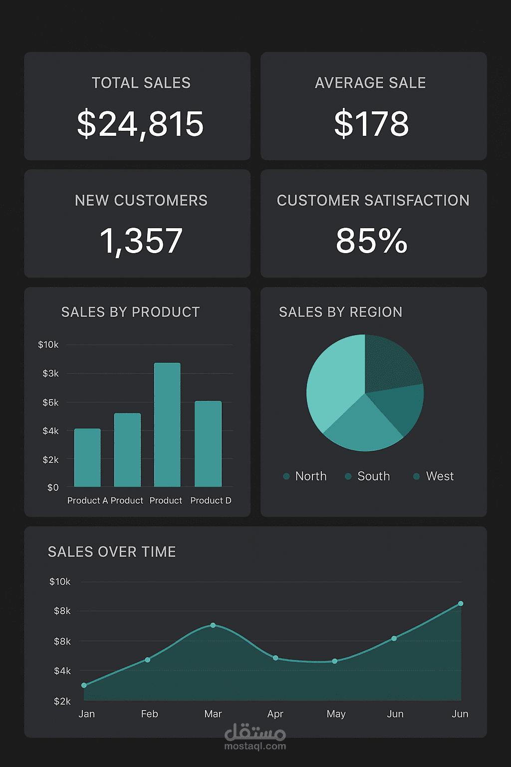 لوحة تحكم تحليل المبيعات والعملاء باستخدام Power BI