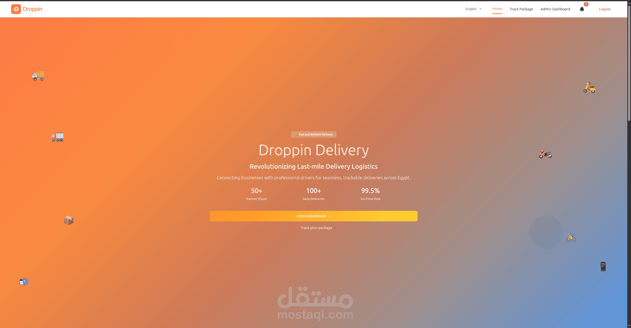 تطوير وتحديث منصة شحن لوجستية متكاملة (لوحة التحكم، المندوبين، وربط Shopify)