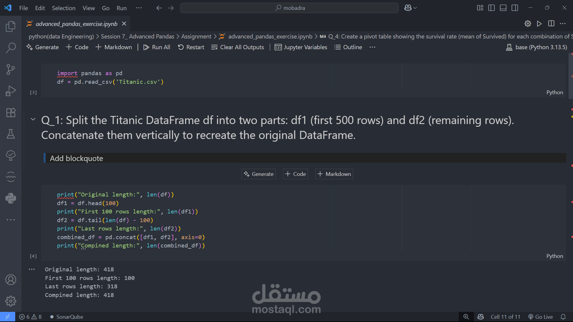 data manipulation باستخدام pandas