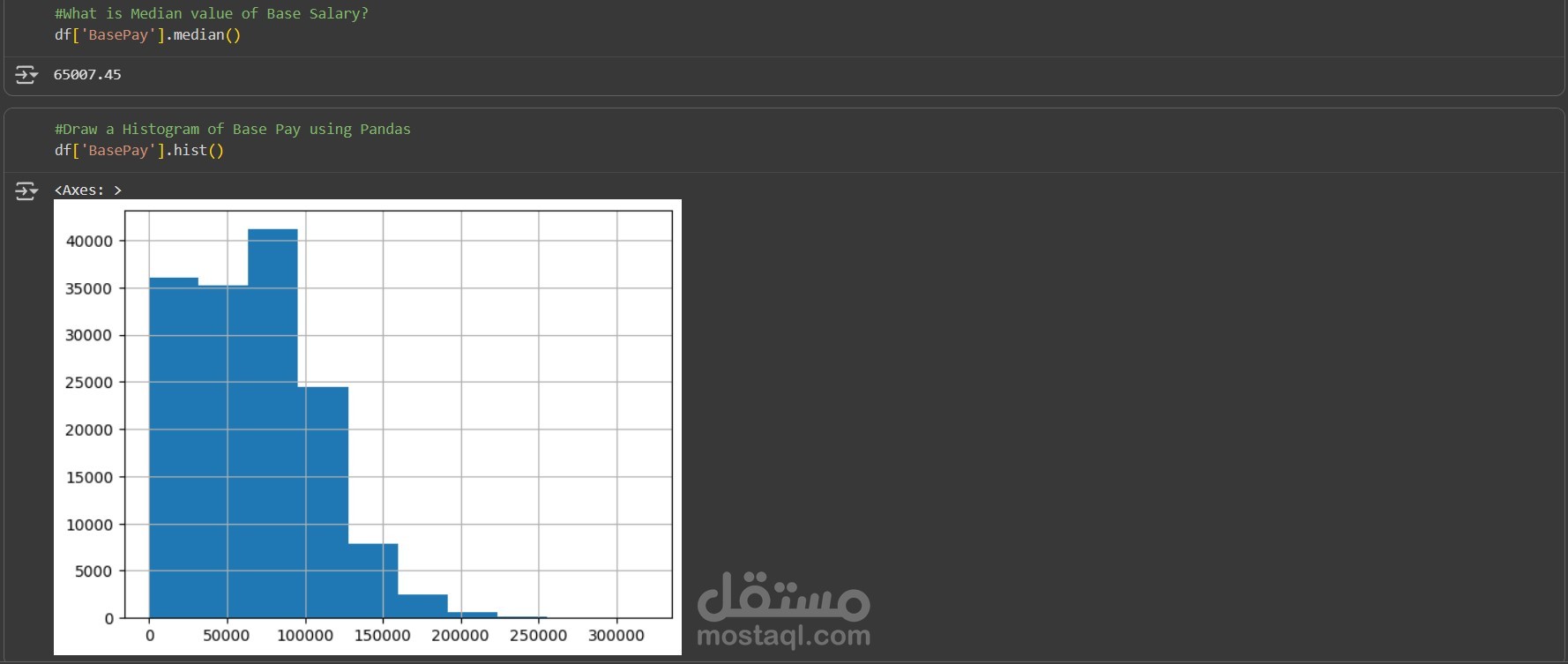 استكشاف قاعدة بيانات الرواتب