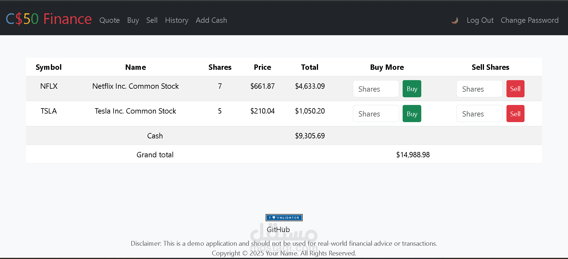 تطبيق ويب لإدارة المحافظ المالية ومحاكاة تداول الأسهم باستخدام Flask