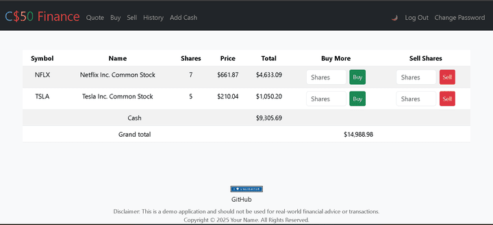 تطبيق ويب لإدارة المحافظ المالية ومحاكاة تداول الأسهم باستخدام Flask