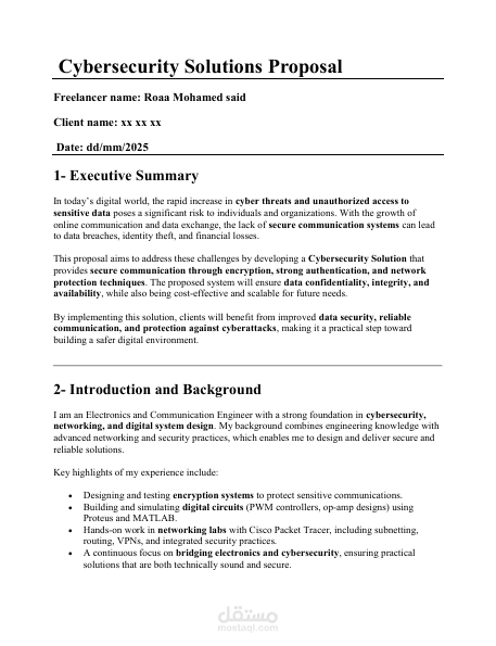 إعداد عرض فني ومالي (Technical & Financial Proposal) احترافي ومتكامل