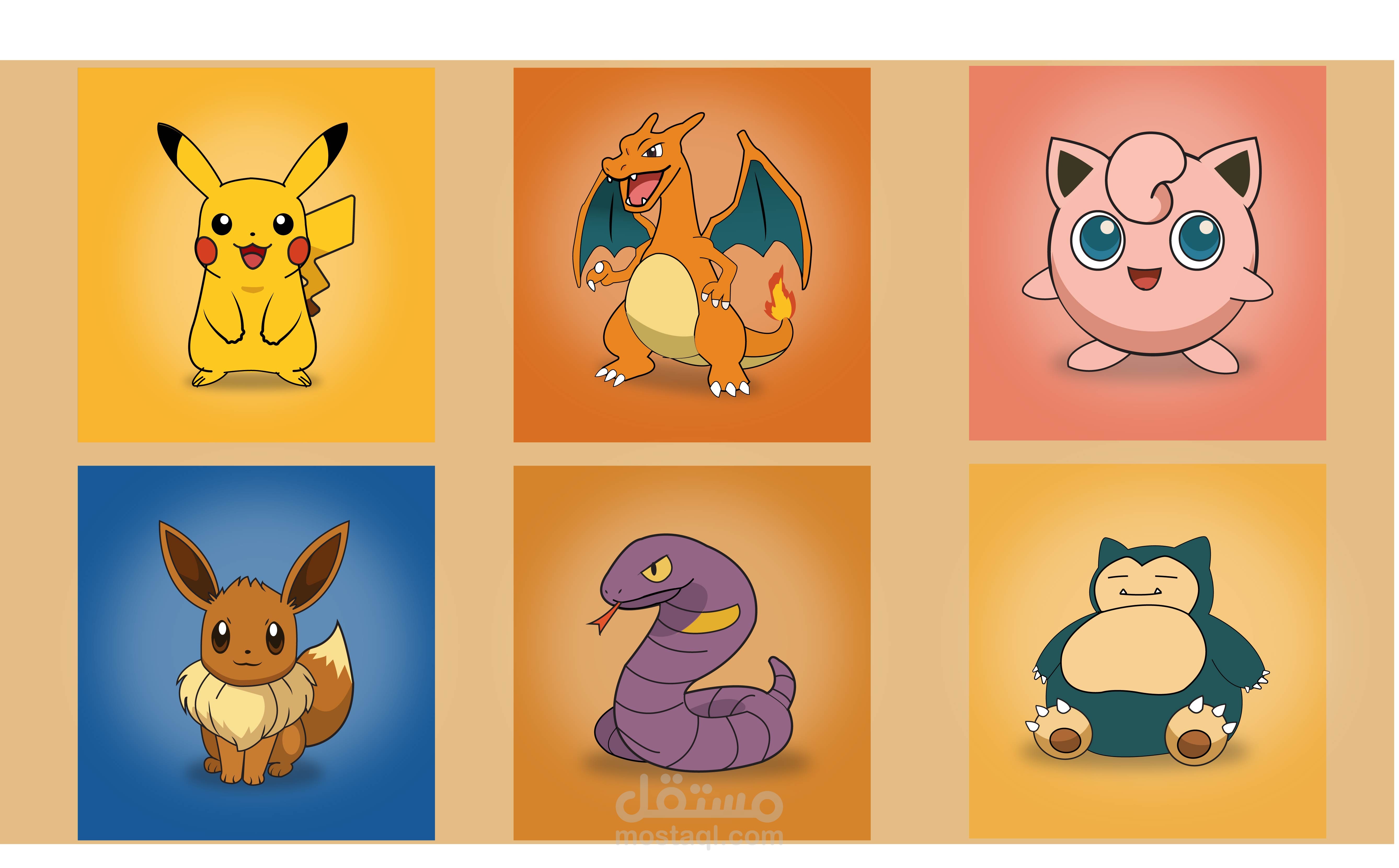 رسم وتصميم شخصيات كارتونيه ( البوكيمون Pokemon character illustrations )