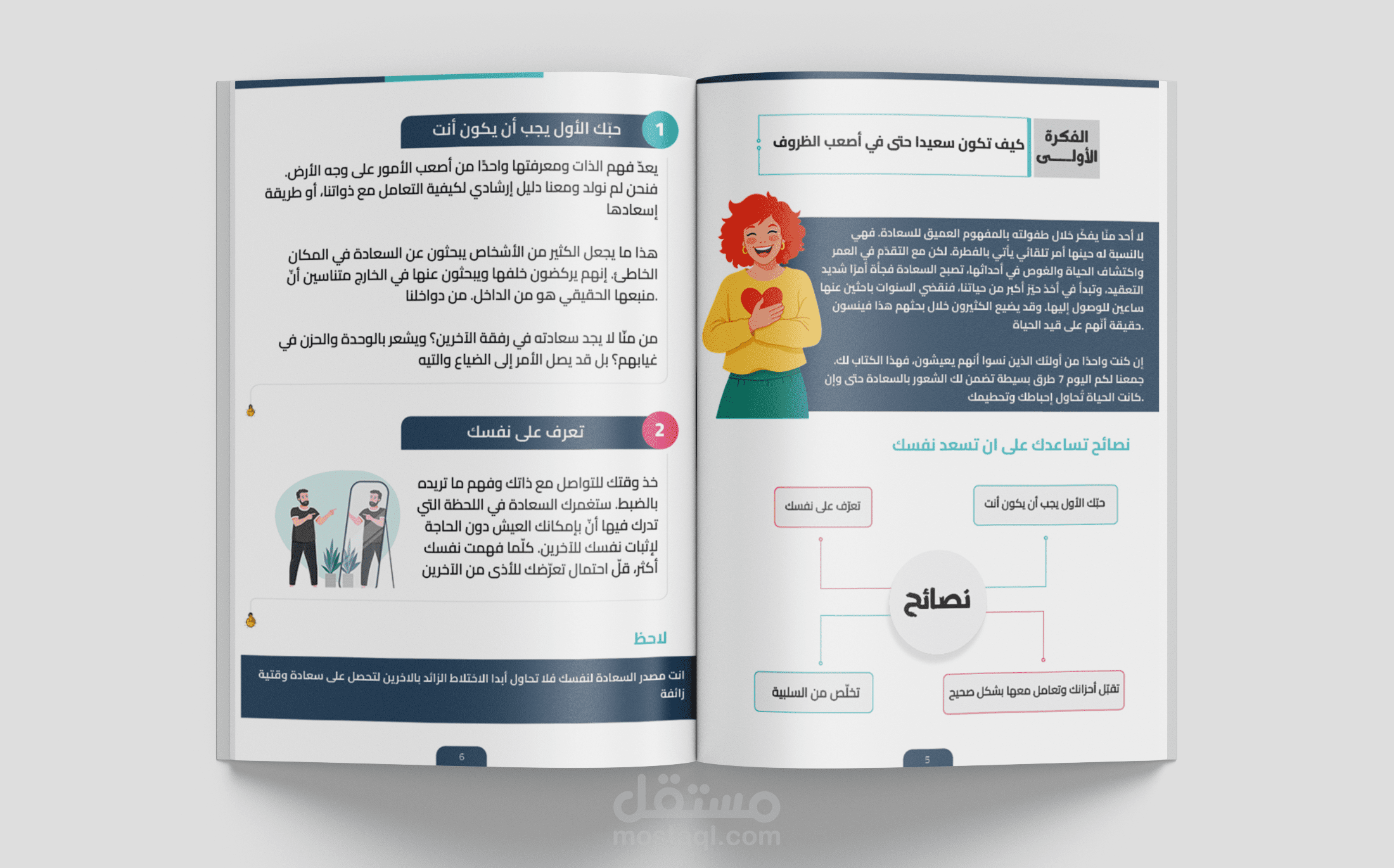 تصميم و تنسيق كتاب عن السعادة