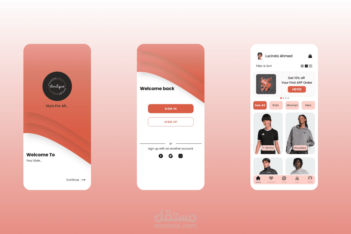 Boutique Fashion App – UI/UX Mobile Design