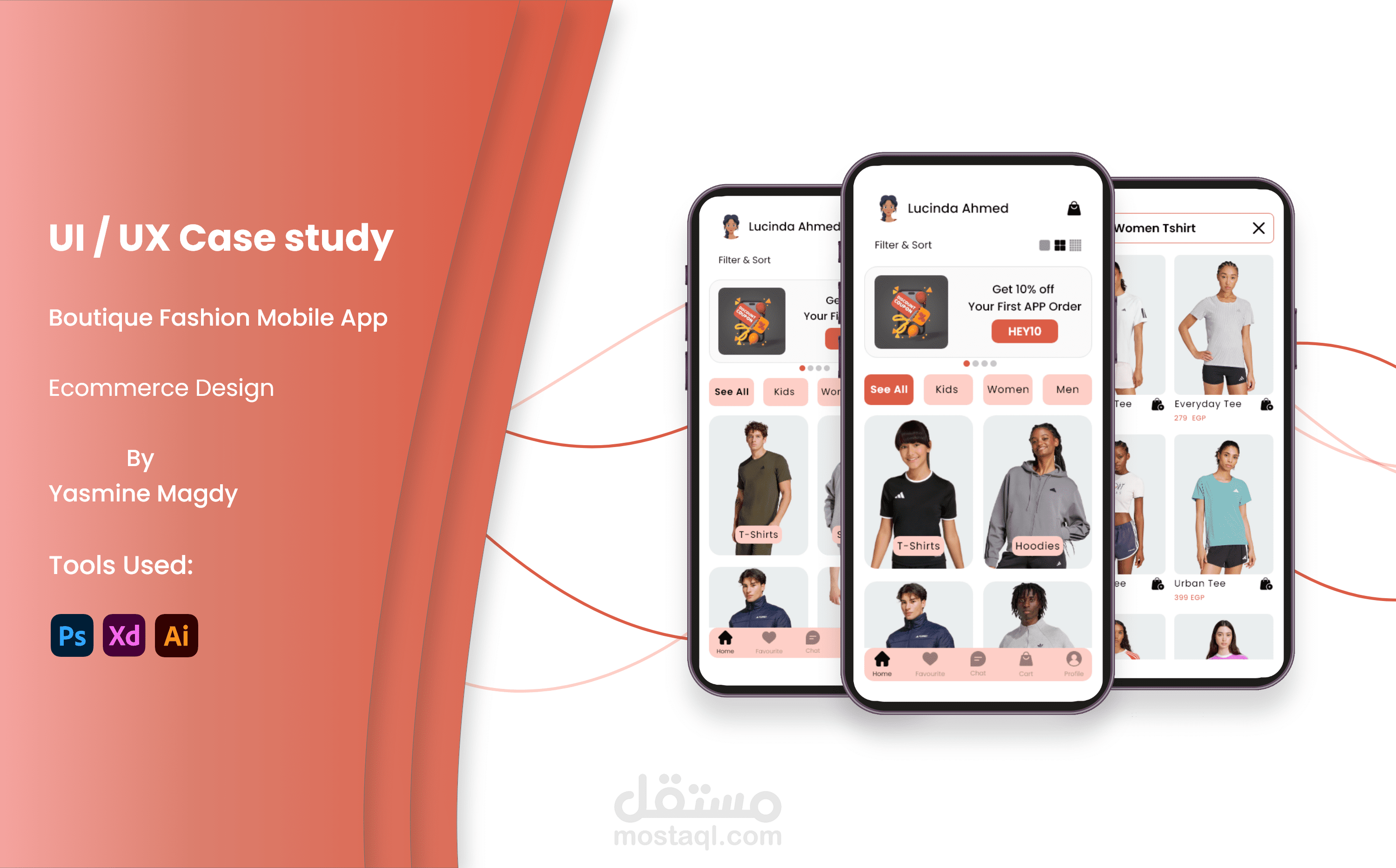 تصميم واجهات وتجربة مستخدم لتطبيق متجر ملابس (E-commerce Clothes App UI/UX Case Study)