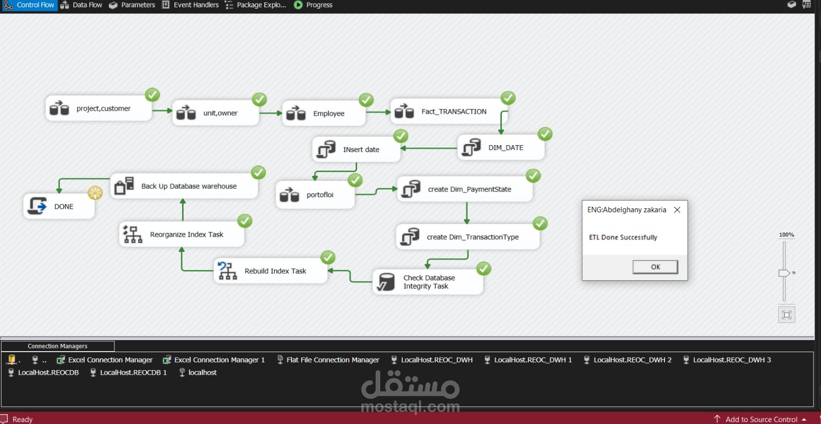 عمل staging area لتحويل database ل DWH ونقل البيانات