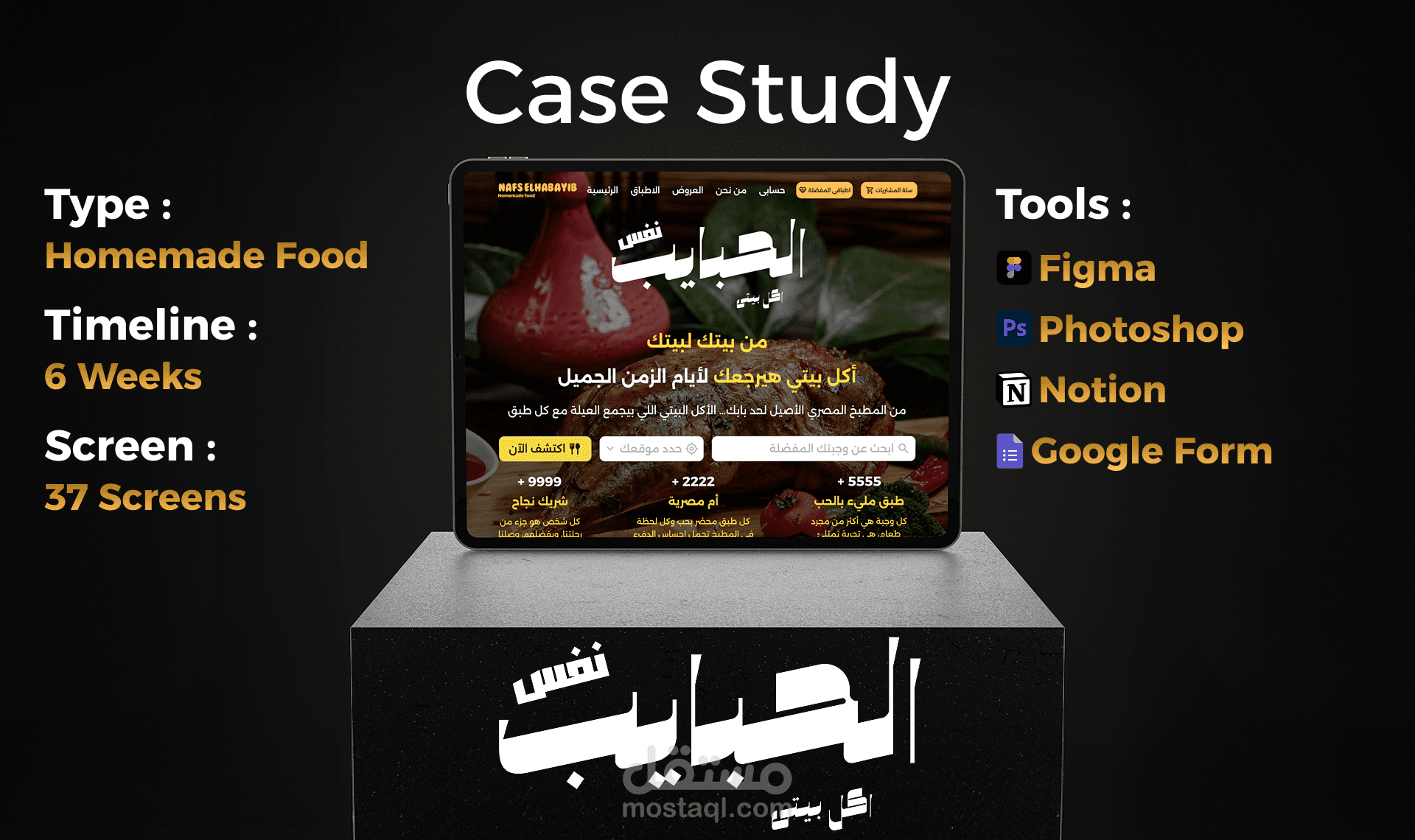 تصميم تجربة وواجهة المستخدم لمنصة طلب الأكل البيتي (Nafs Elhabayeb)