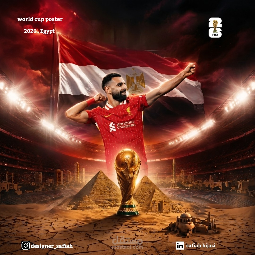 بوستر للمنتخب المصري و الكينج محمد صلاح في المونديال