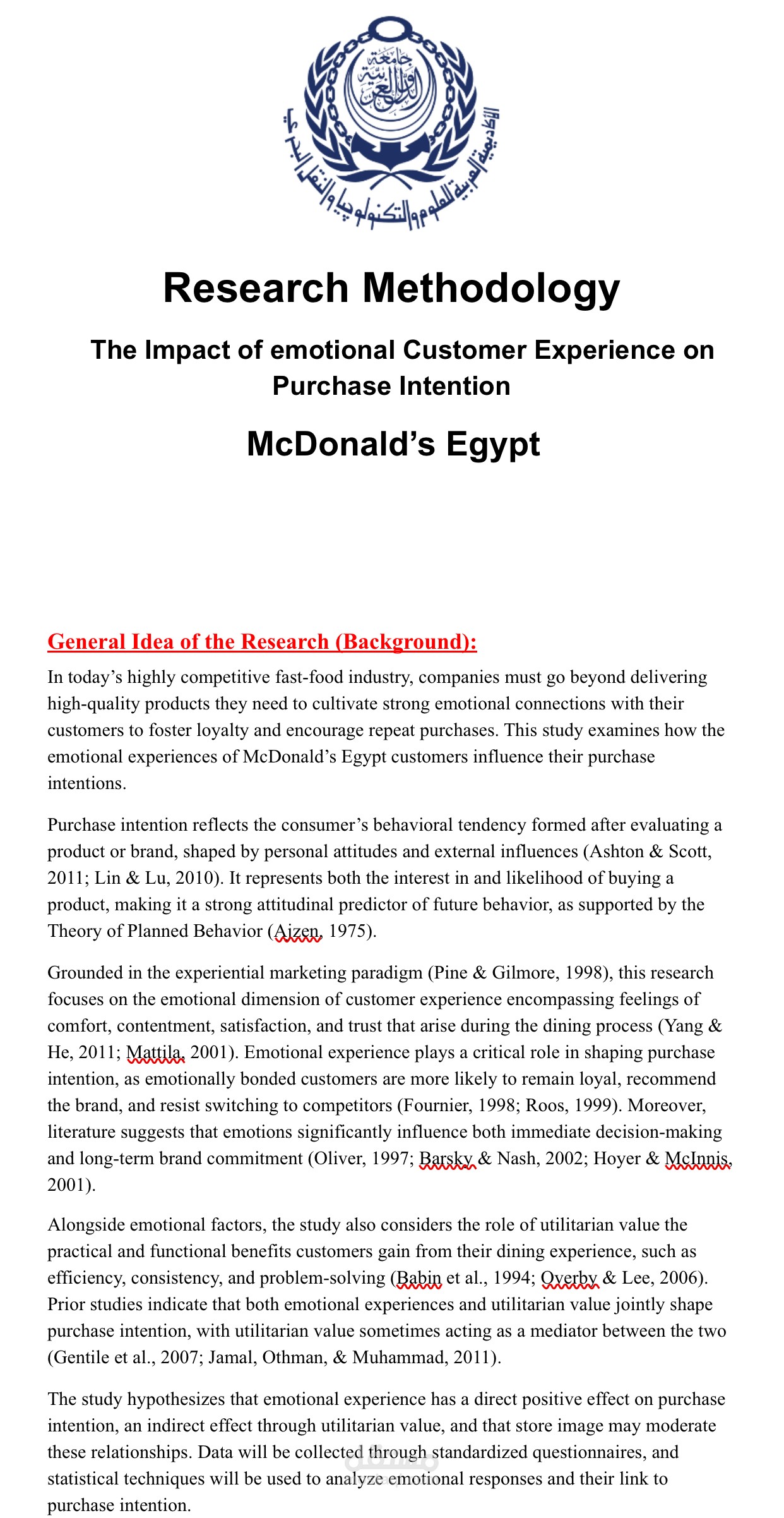 Research about McDonalds Egypt