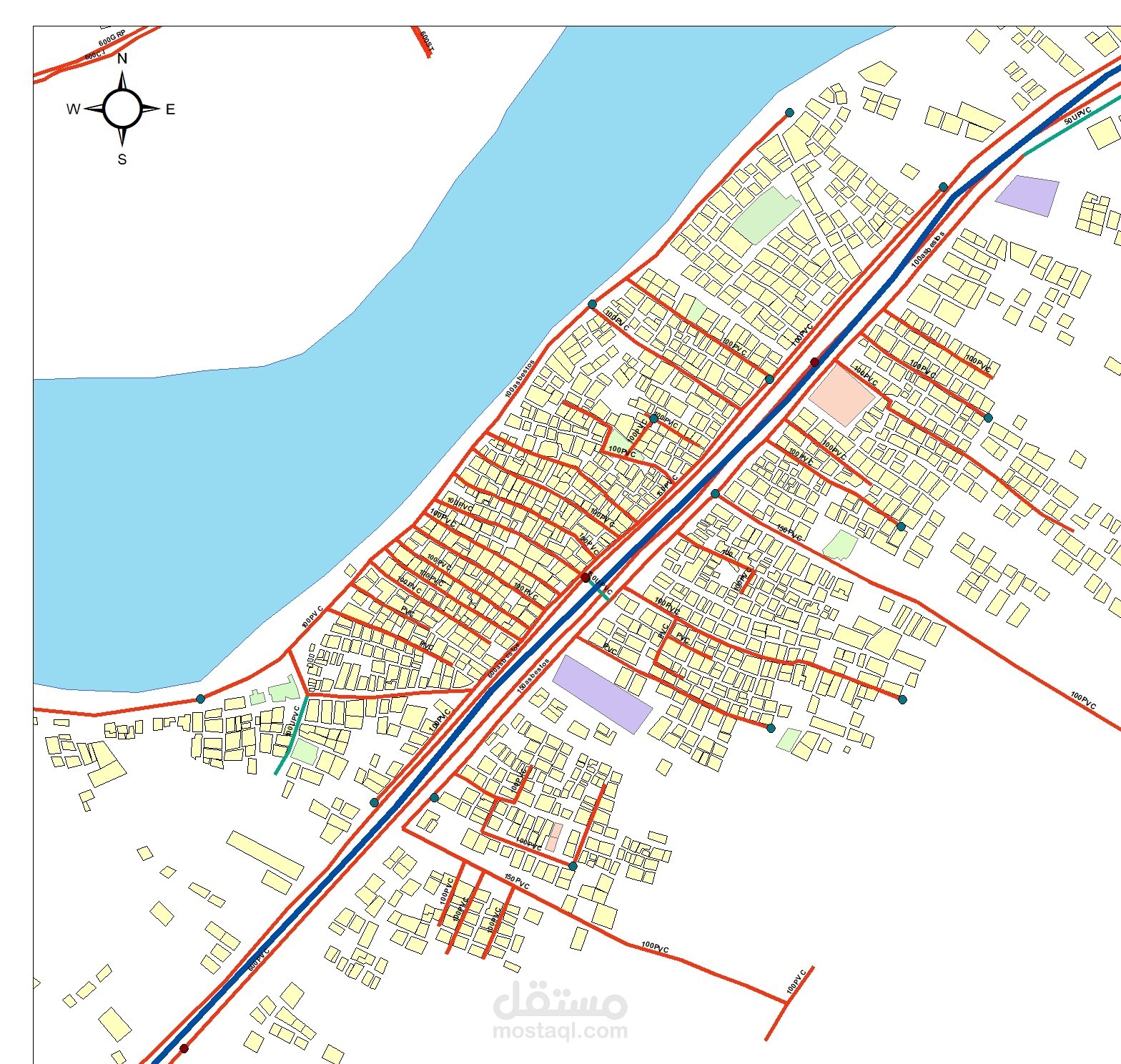 إسقاط ونمذجة شبكات البنية التحتية والمباني باستخدام أنظمة GIS