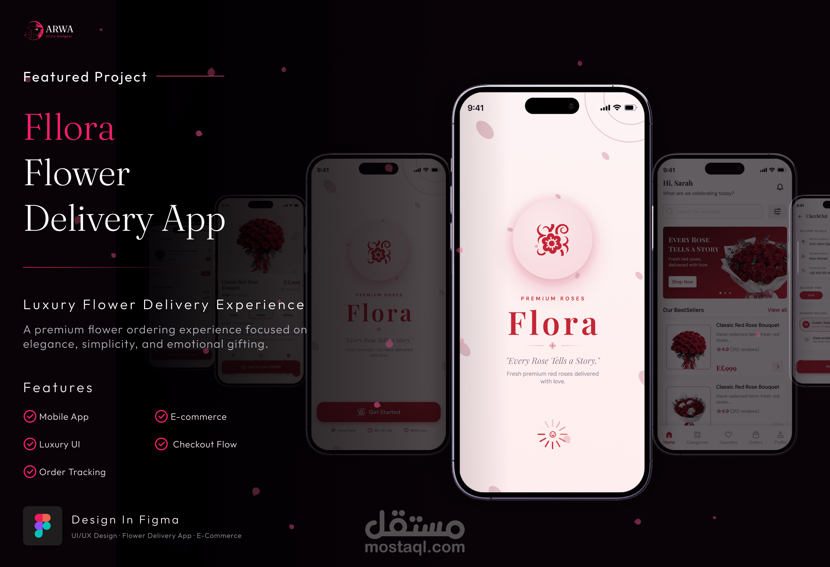 تصميم تطبيق متجر ورد احترافي (UI/UX Mobile App Design)