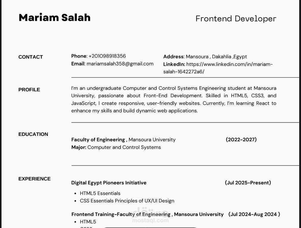 عمل CV احترافي