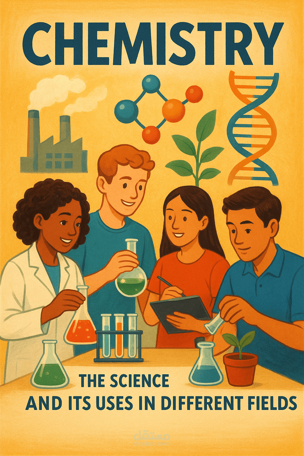 فيديو بالذكاء الصناعي عن علم الكيمياء واستخداماته.