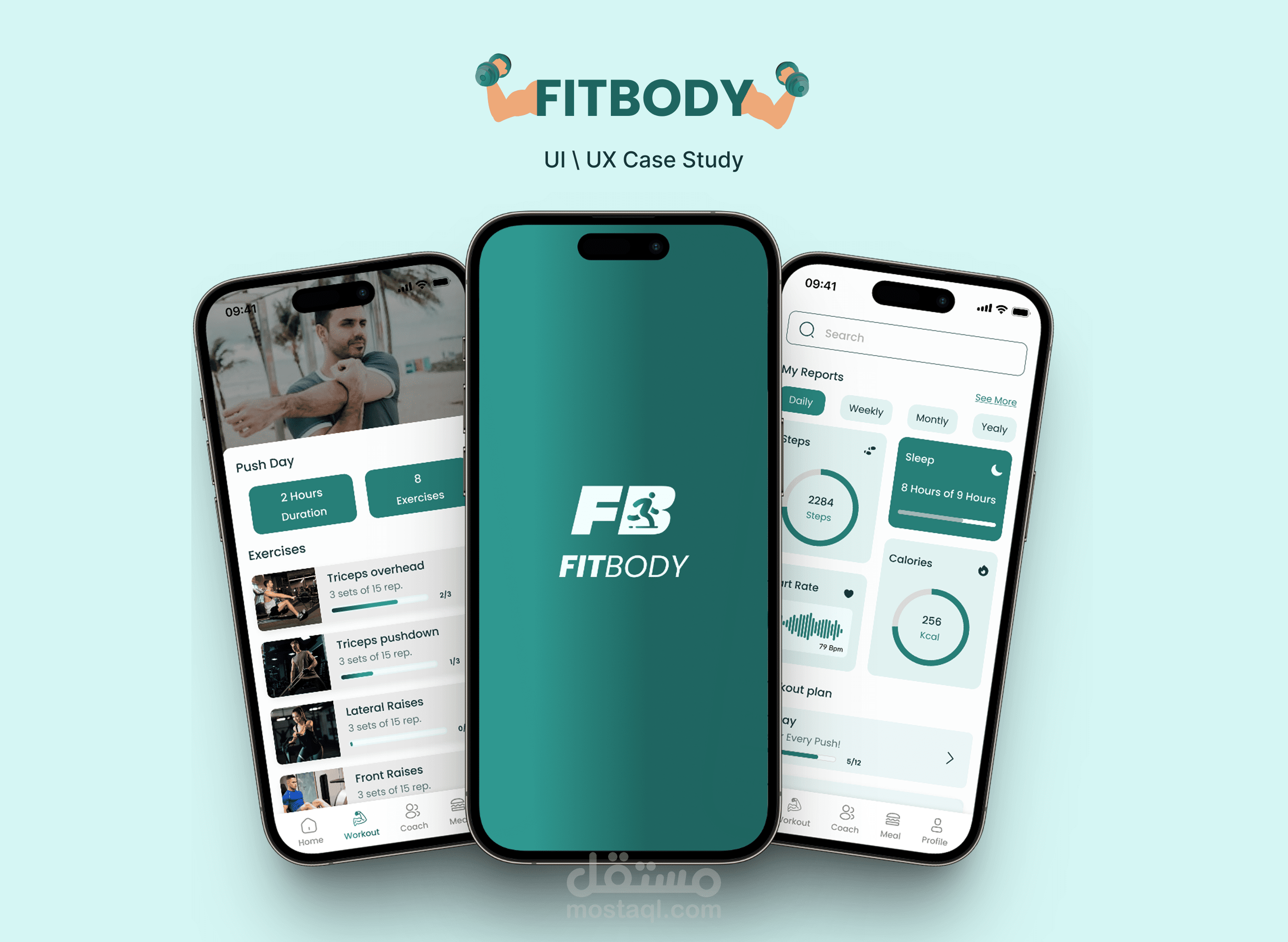 تصميم واجهة تطبيق فتنس تجاري ( FITBODY App E-commerce )