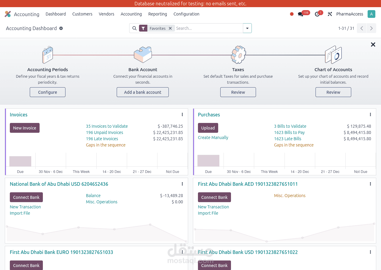 مشروع نظام ERP متكامل باعتماد Odoo – إدارة المبيعات والمشتريات والمخزون والمحاسبة