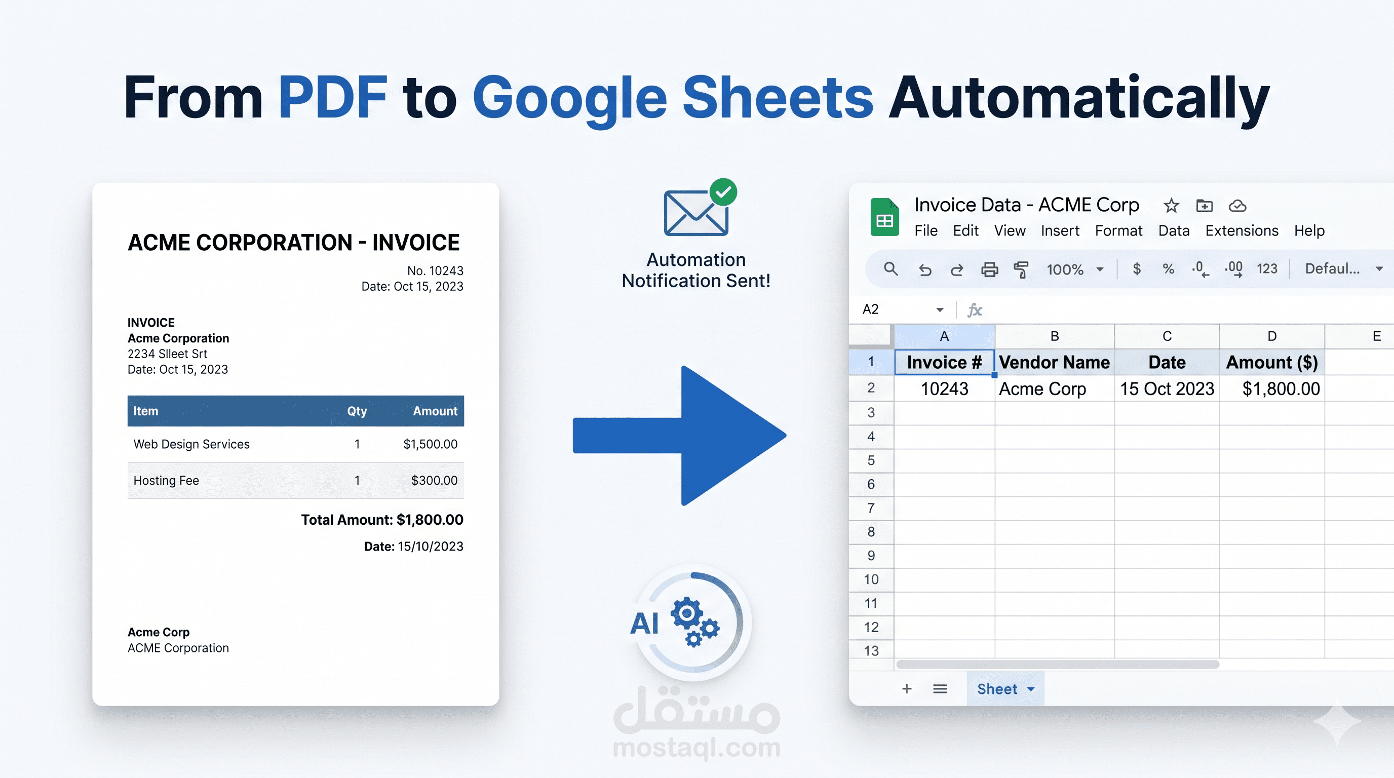أتمتة قراءة الفواتير وتسجيلها في Google Sheets باستخدام n8n