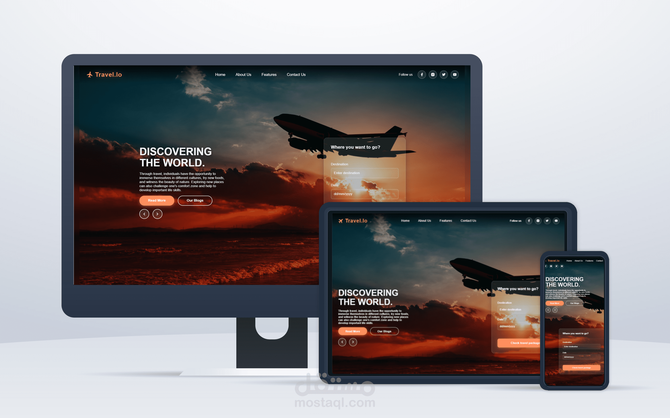 تصميم وتطوير Landing Page احترافية لشركة طيران - Travel.Io
