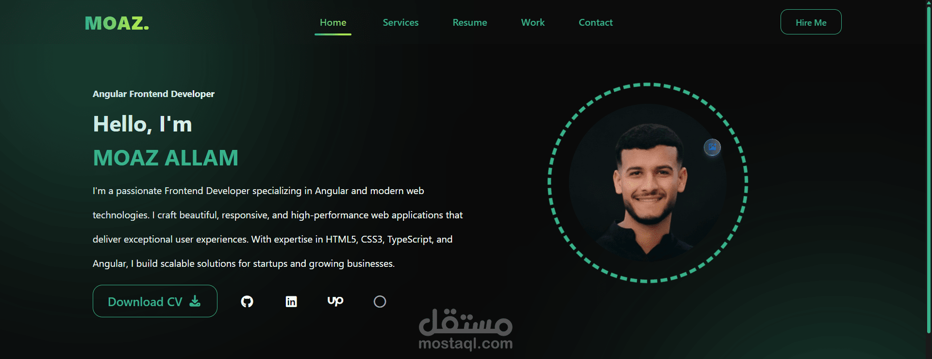موقع بورتفوليو شخصي لمطور Front-End
