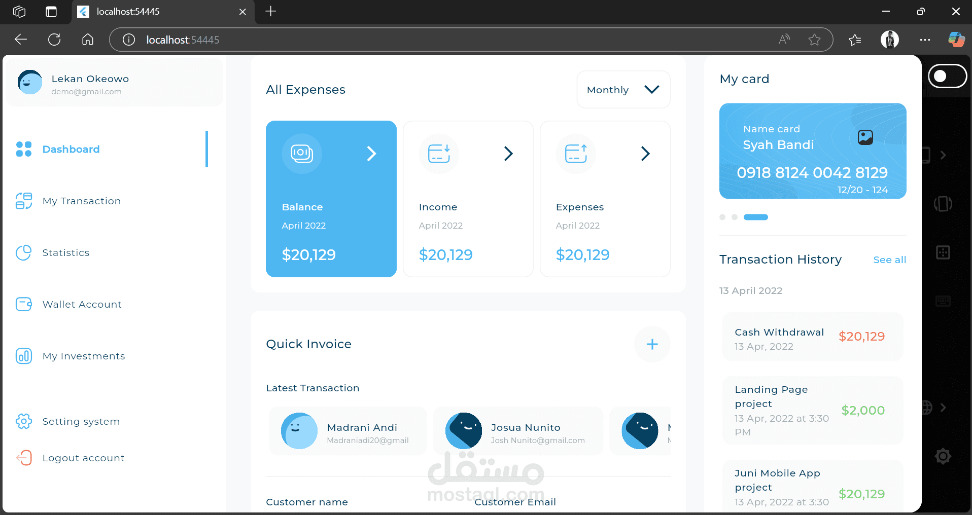 Responsive Dash board