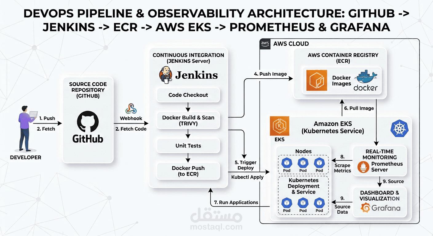 بناء منظومة DevSecOps متكاملة على AWS Cloud: أتمتة CI/CD وإدارة EKS مع متابعة الأداء عبر Prometheus & Grafana