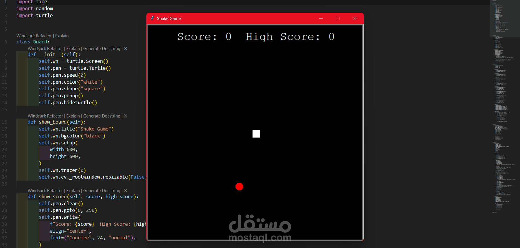 تطوير لعبة ثعبان باستخدام بايثون