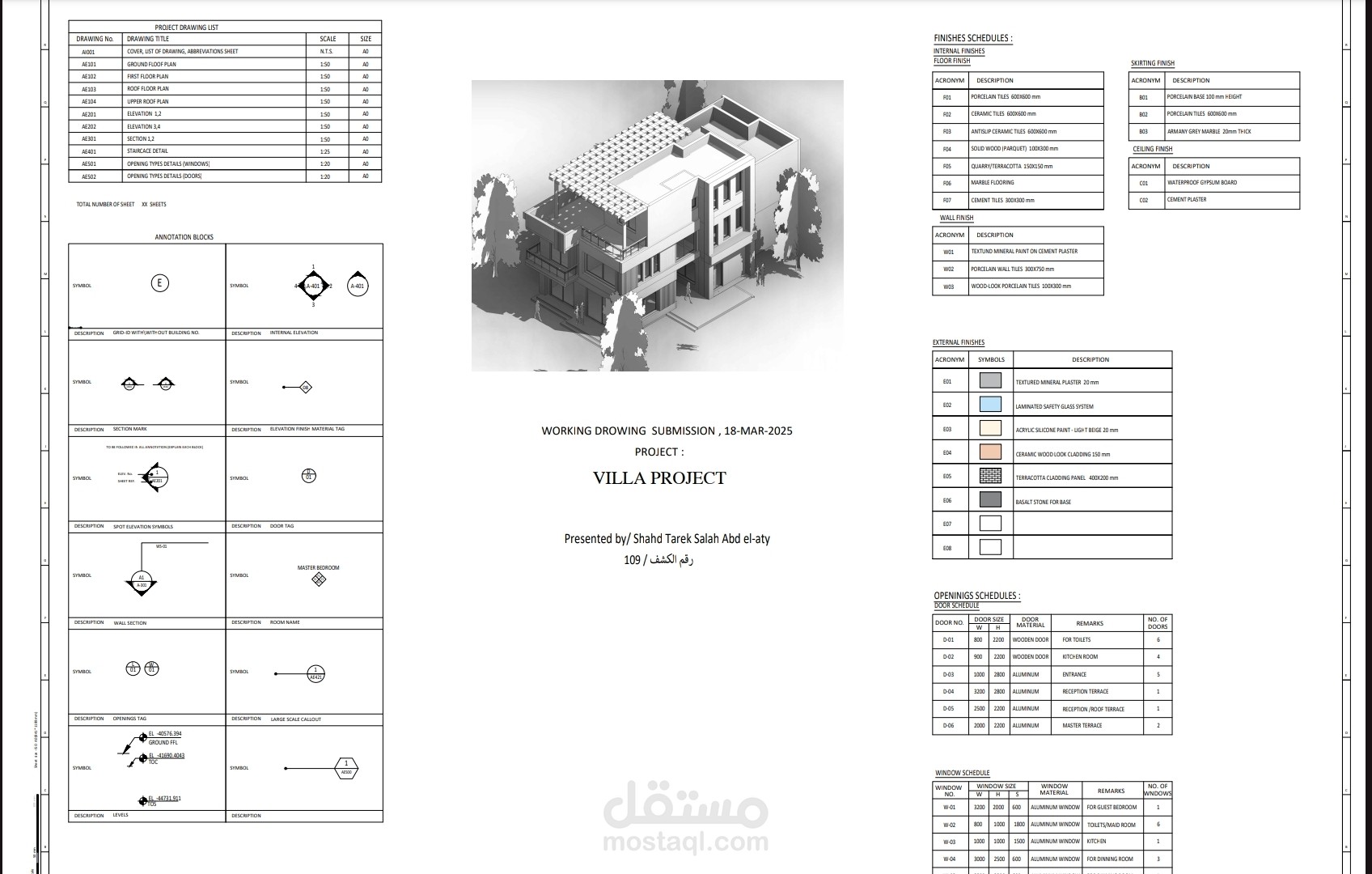 WORKING DROWING -2025  PROJECT:  VILLA PROJECT