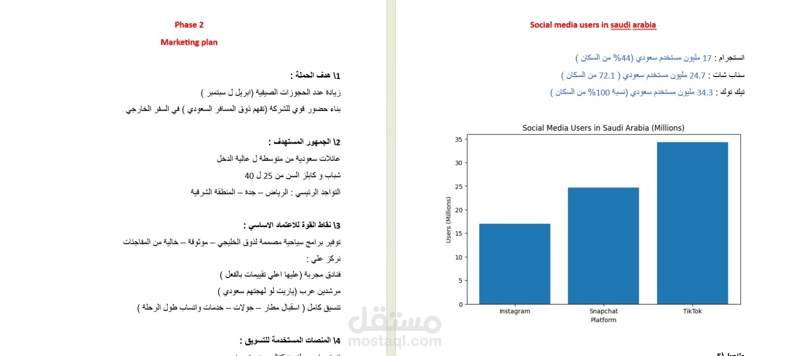 Marketing Plan لشركة سياحة بالسعودية + دراسة كاملة للسوق