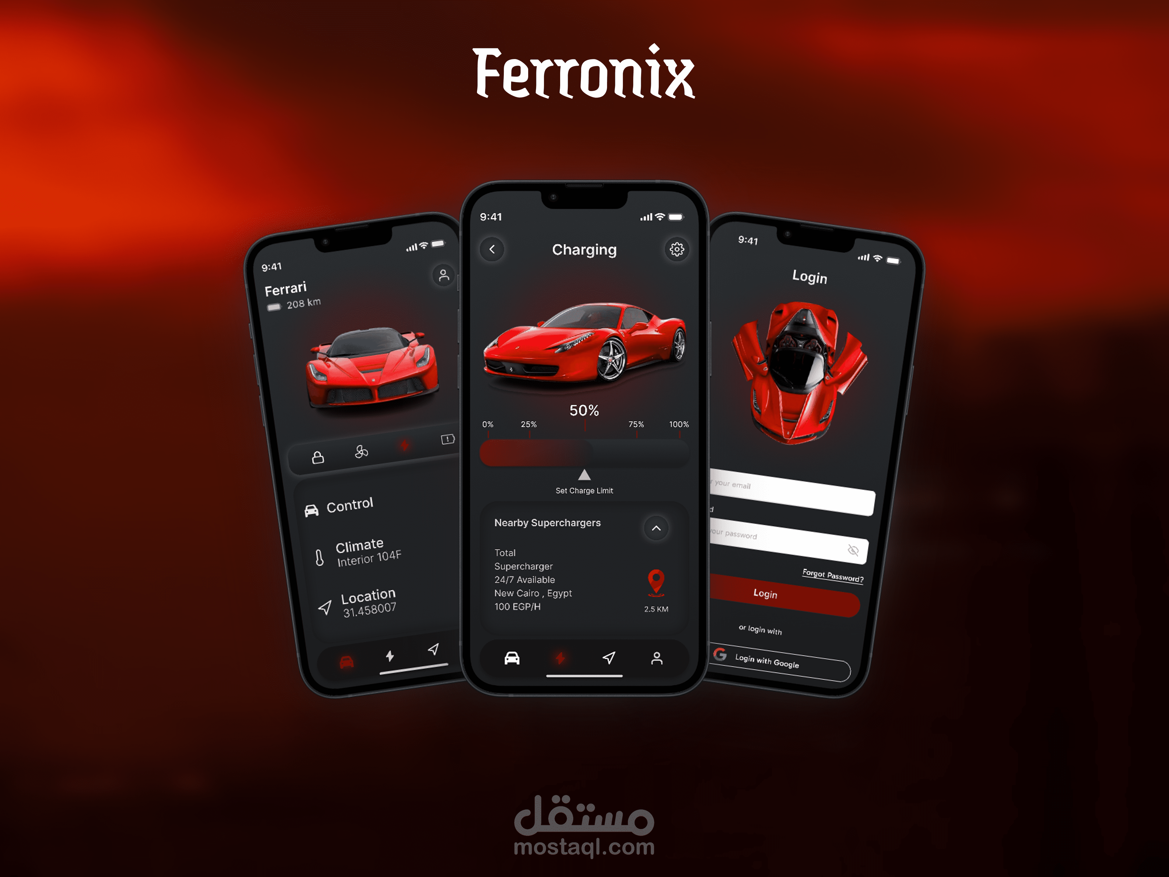 Ferronix | UI for controlling Ferrari vehicles remotely