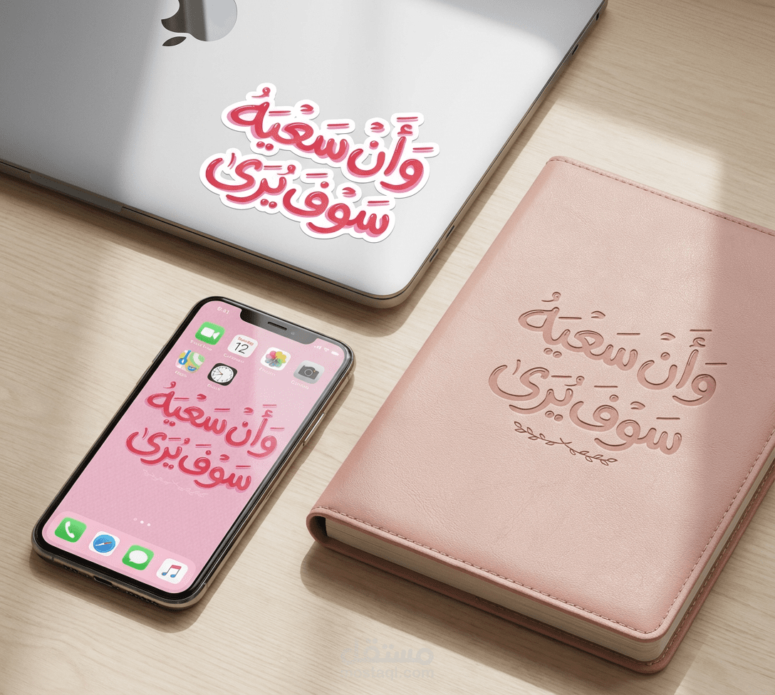 مخطوطة عربية عصرية قابلة للطباعة مع عرض احترافي على منتجات (Mockup)
