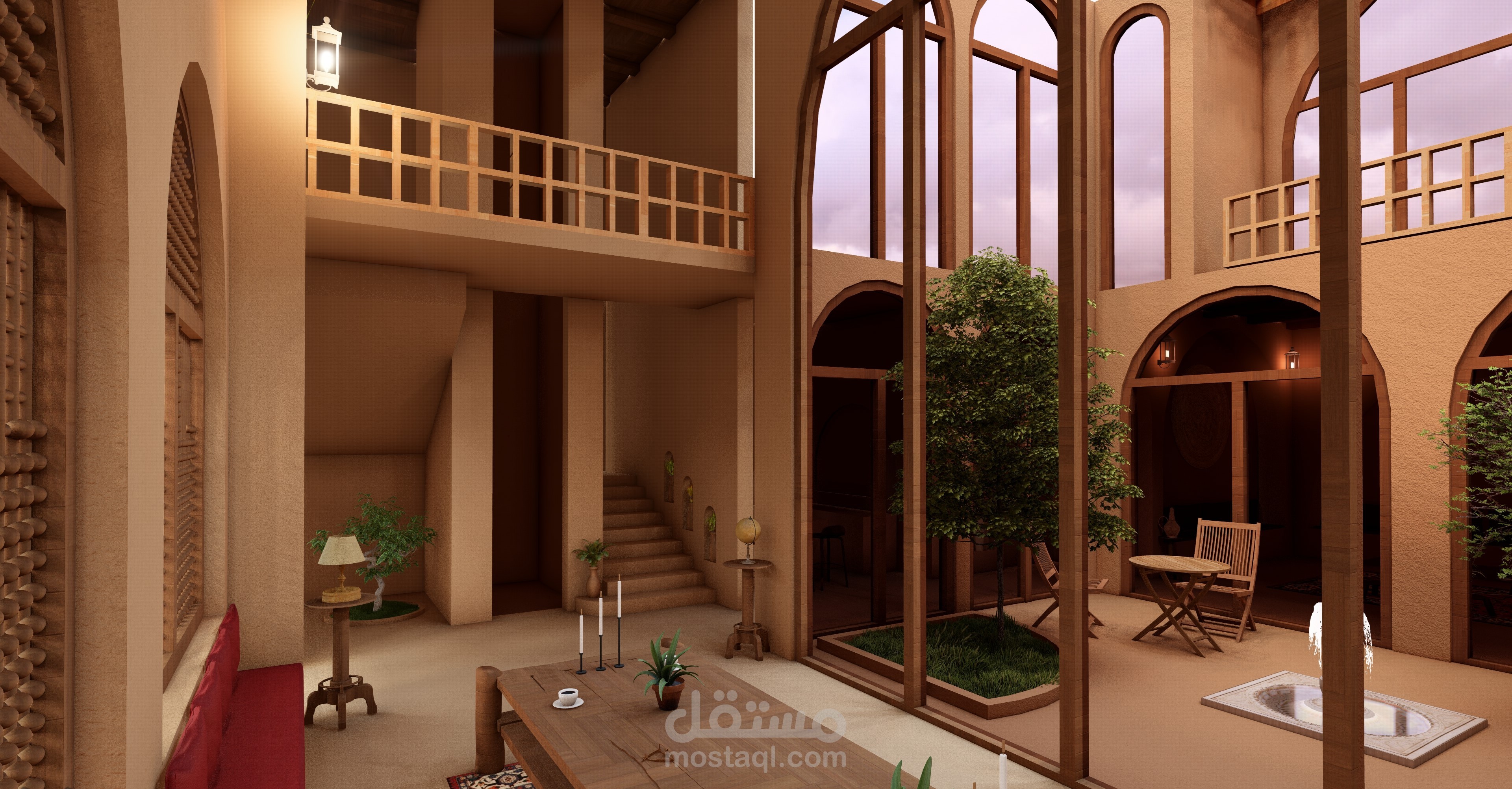 تصميم داخلي بطراز حسن فتحي القديم