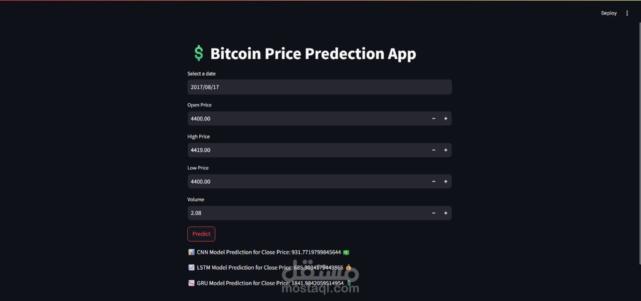 Bitcoin Price Prediction App using Deep Learning Models